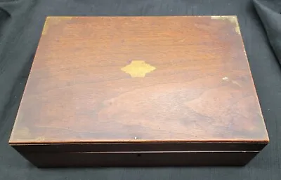 Antique Slant Lap Writing Desk With Brass  Hardware Document & Pens Storage • $69.99