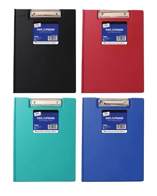 £3.49 • Buy A4 Foolscap Clipboard Fold Over PVC Clip Board Hanging Clip RED BLUE BLACK GREEN