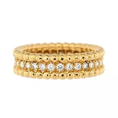 Van Cleef & Arpels Perlee 1 Row Band Ring 18K Yellow Gold And Diamonds - • $3975
