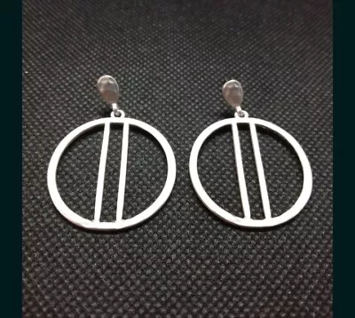 Matte Dangle Silver Hammered Circle Double Line Post Fashion Jewelry Earrings • $7.99
