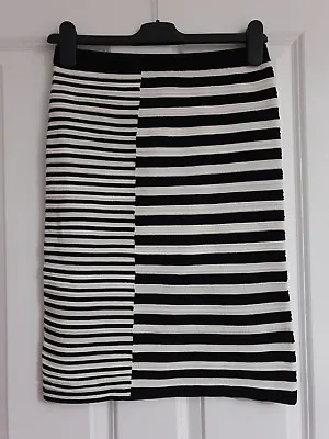 £13.99 • Buy Next Monochrome Black White Multi Stripe Stretchy Tube Pencil Bodycon Skirt - 10