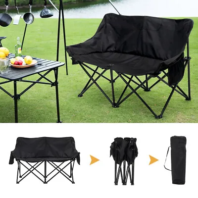 Folding Lightweight Camping Chair Double Sofa 2 Seater Fishing Seat W/ Carry Bag • £40.95