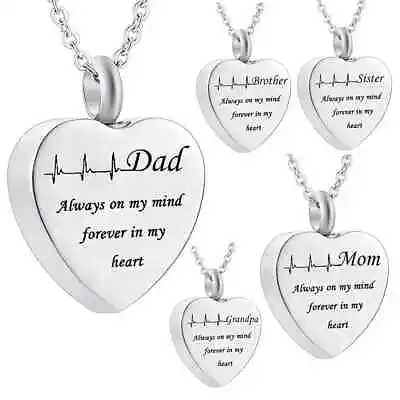 Family Heart Jewellery Urn Necklace Pendent Ashes Locket Keepsake Funeral • £8.75