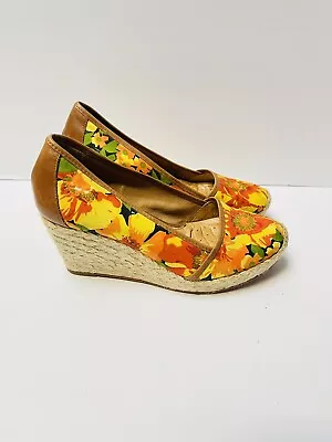 Nurture By Lamaze Shoes Olive Floral Wedge Heel Tropical Size 8.5 • £24.09