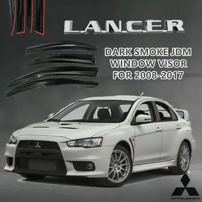 Fit For 2008-2017 Lancer Dark Smoke Jdm Style Window Visor • $33.99