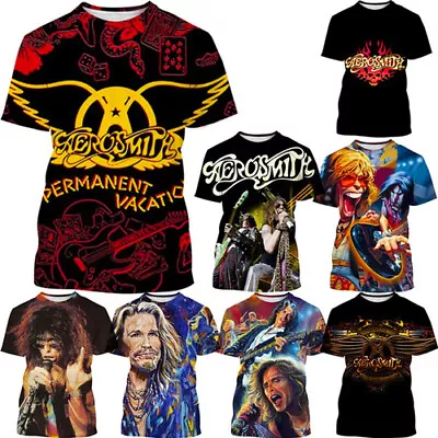 Aerosmith Walk This Way 3D Print Womens Mens Casual Short Sleeve T-Shirt Tops • $19.79