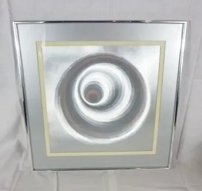 Vtg 70s Manifestations Optical Illusionary Art Op Art Silver Time Tunnel 18x18 • $139