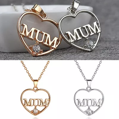 Mum Necklace Love Heart Crystal Present For Mom Mother Mummy Valentine Birthday • £3.99