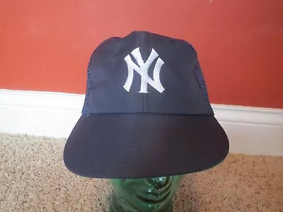VINTAGE New York Yankees Sports Products Corp Blue Mesh Snapback Hat  Cap • $24.95