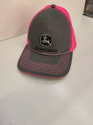 Authentic John Deere Mesh Trucker Cap/Hat Grey/Pink One Size Fits Most • $21.95