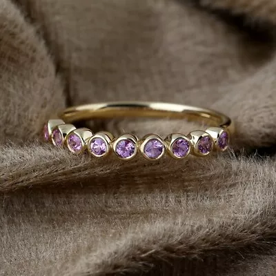 2Ct Round Lab Created Amethyst Half Eternity Wedding Ring 14k Yellow Gold Plated • $90.99