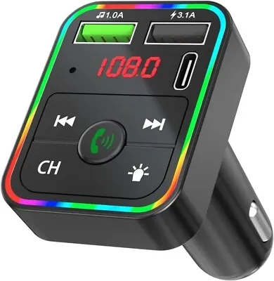 In Car Charger Adapter Bluetooth Wireless FM Hands Free MP3 Player Radio 2 USB • £10.99