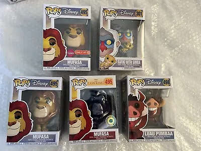 Funko Pop Disney Lion King Flocked Exclusive Bundle Mufasa Rafiki Pumbaa • £70