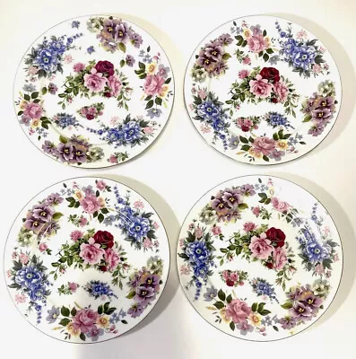 Royal Cotswolds 4 Pc. Pansy Rose English Tradition 8  Dessert Plates Godinger • $36.99