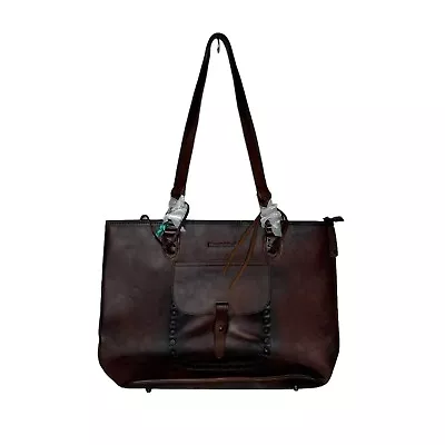 Montana West 100% Genuine Leather Tassel Concealed Carry Tote Bag Brown MGG02 • $94.05