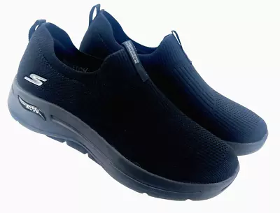 Skechers 124409 Go Walk Air-Cooled Arch Fit Black Slip On Mesh Shoes Womens US 8 • $39.99