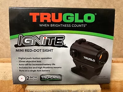 Truglo Ignite Mini Compact Tactical 22mm Red Dot Sight 2 MOA • $115