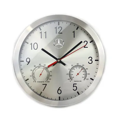 Mercedes-Benz Wall Clock Thermometer Hygrometer Aluminium 11 13/16in • $44.48