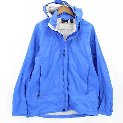 Marmot Rain Jacket Mens Blue Full Zip Hooded Outdoor Hiking Size Large L • $19.80