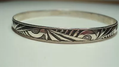 Vintage Danecraft Sterling Silver Geometric Design Bangle Bracelet/felch • $45
