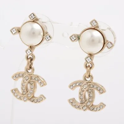 Chanel COCO Mark B21A Earing (for Both Ears) Gold PlatedxRhinestonexFaux Pearl C • £455.78