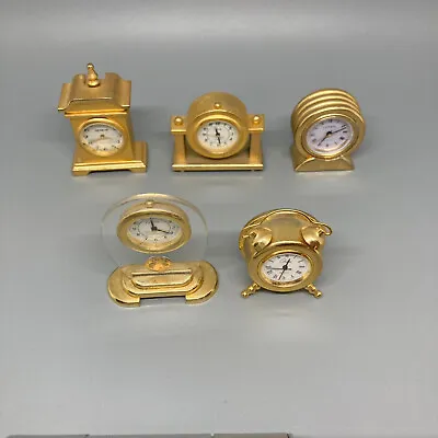 Lot Of 5 Decorative Novelty Mini Miniature Mantel Clocks Geneva Linden Collezio • $49.20