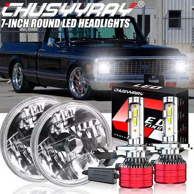 2x 7  Round LED Headlights Hi/Low Beam For Chevy C10 C20 Pickup LUV Camaro Nova • $131.24