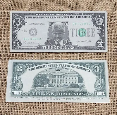 Slick RESERVE NOTE $3 DOLLAR PRESIDENT BILL CLINTON NOVELTY MONEY TRUMAN CAPOTE! • $5