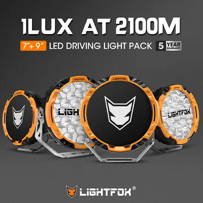 Lightfox 7 +9  Osram LED Driving Lights Black Round Spotlight DRL Offroad Truck • $599.95