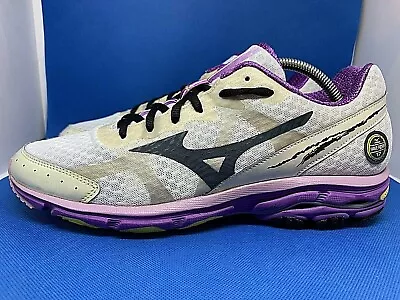 MIZUNO Wave Rider 17 White Purple Running Athletic Shoes Women's Size 11 • $39.99