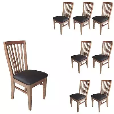 Fairmont 8pc Set Dining Chair PU Leather Seat Slat Back Solid Oak Timber Wood • $2422.48