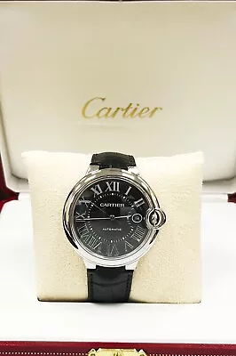 Cartier 3765 Ballon Bleu 42mm Stainless Steel Leather Band Box Booklet • $3995