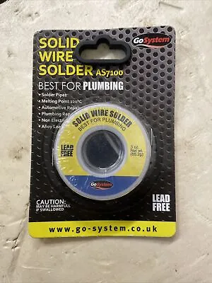 GoSystem Solid Wire Solder AS7100 Best For Plumbing LEAD FREE • £8