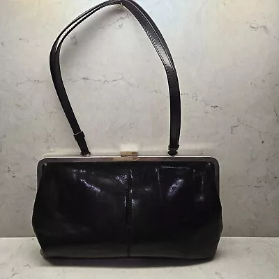 Vintage Hobo International Black Leather Kiss Lock Purse • $50