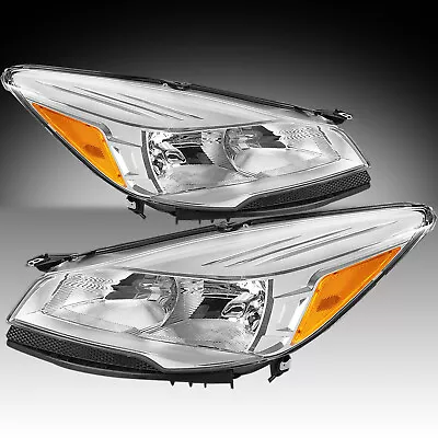 [Halogen Type] For 2013 2014 2015 2016 Ford Escape Chrome Headlights Headlamps • $160.99