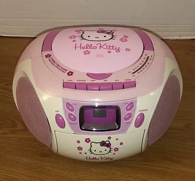 Vintage HELLO KITTY Boombox Stereo CD Player Cassette AMFM KT2028A Tested WORKS • $99.99