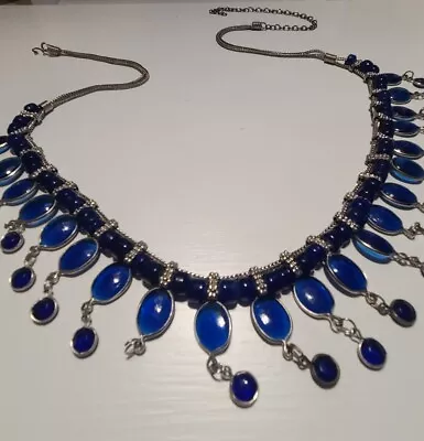 Antique Vitorian Faceted Blue Glass Necklace • $49.95