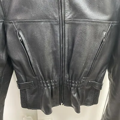 Leather King Black Men’s Leather Biker Jacket Zip Out Liner Size Sml Heavy Duty • $88