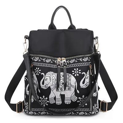 £18.59 • Buy Women Backpack Rucksack Ladies Shoulder Bag Handbag School Work Elephant Pattern
