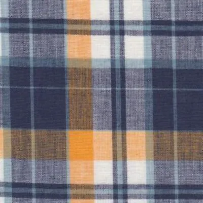 Fabric Yardage Cotton Madras Plaid Cotton Blue Yellow Ltweight By The 1/2 Yard  • $3.95