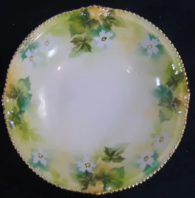Set Of 5 RS Prussia White Flowers & Green Leaves Dessert Bowls Circa 1904 - 1938 • $50