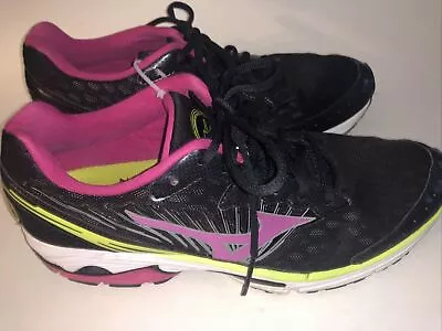 Mizuno Wave Rider 16 Running Shoes Women’s Sz 10.5 Black Pink FCL0513 8KN-30364 • $20.32