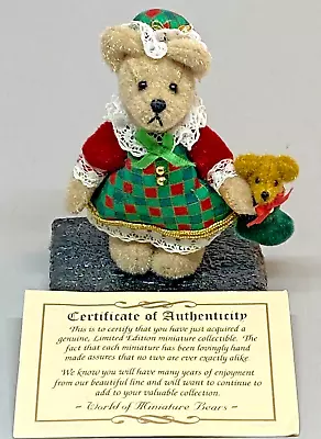 £25 • Buy World Of Miniature Bears  Holly  - 7cm Velvet Bear - Becky Wheeler - #611 - 1996