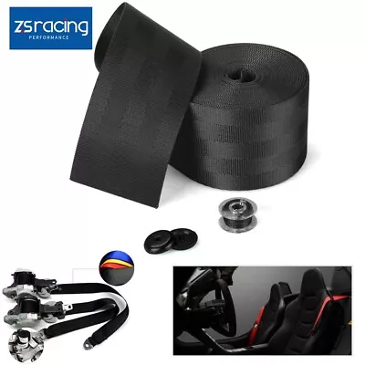 Black 3.5m Seat Belt Webbing Fabric Racing Car Seat Belts Harness Webbing Straps • $8.98