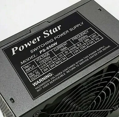Power Star Black ATX Power Supply - 650w-Max  12cm Fan 20+4pin SATA & PCIe • $28.98