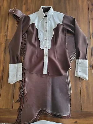 Vintage Womens Equestrian Ranchwear H Bar C With Leather Chaps • $99.99