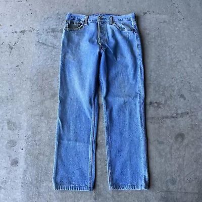 Vintage 90s Levi's 501 Button Fly Made In USA Light Wash Denim Jeans 34x30 • $49.45