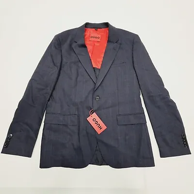HUGO BOSS Men's 40R Blue Modern Fit Plaid Suit Jacket Blazer NWT $445 Wool • $99.99