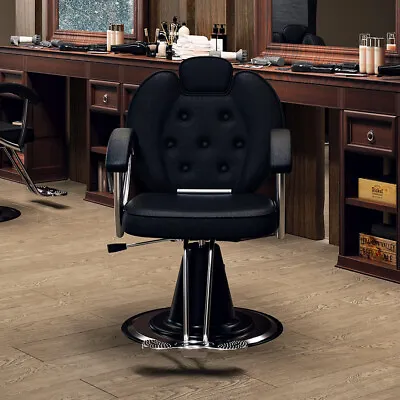 Barber Chair 360° Swivel Hydraulic Salon Beauty Hair Styling Chair With Headrest • £219.95