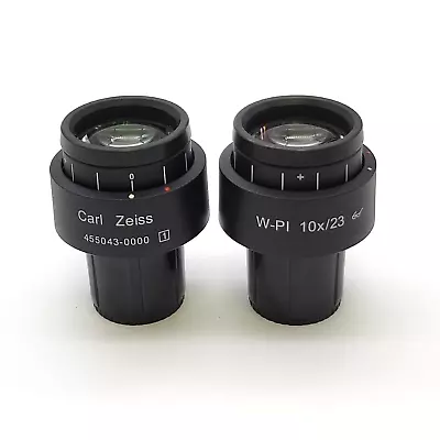 Zeiss Microscope Eyepiece Pair W-Pl 10x/23  455043-0000 Focusing Eyepieces • $350